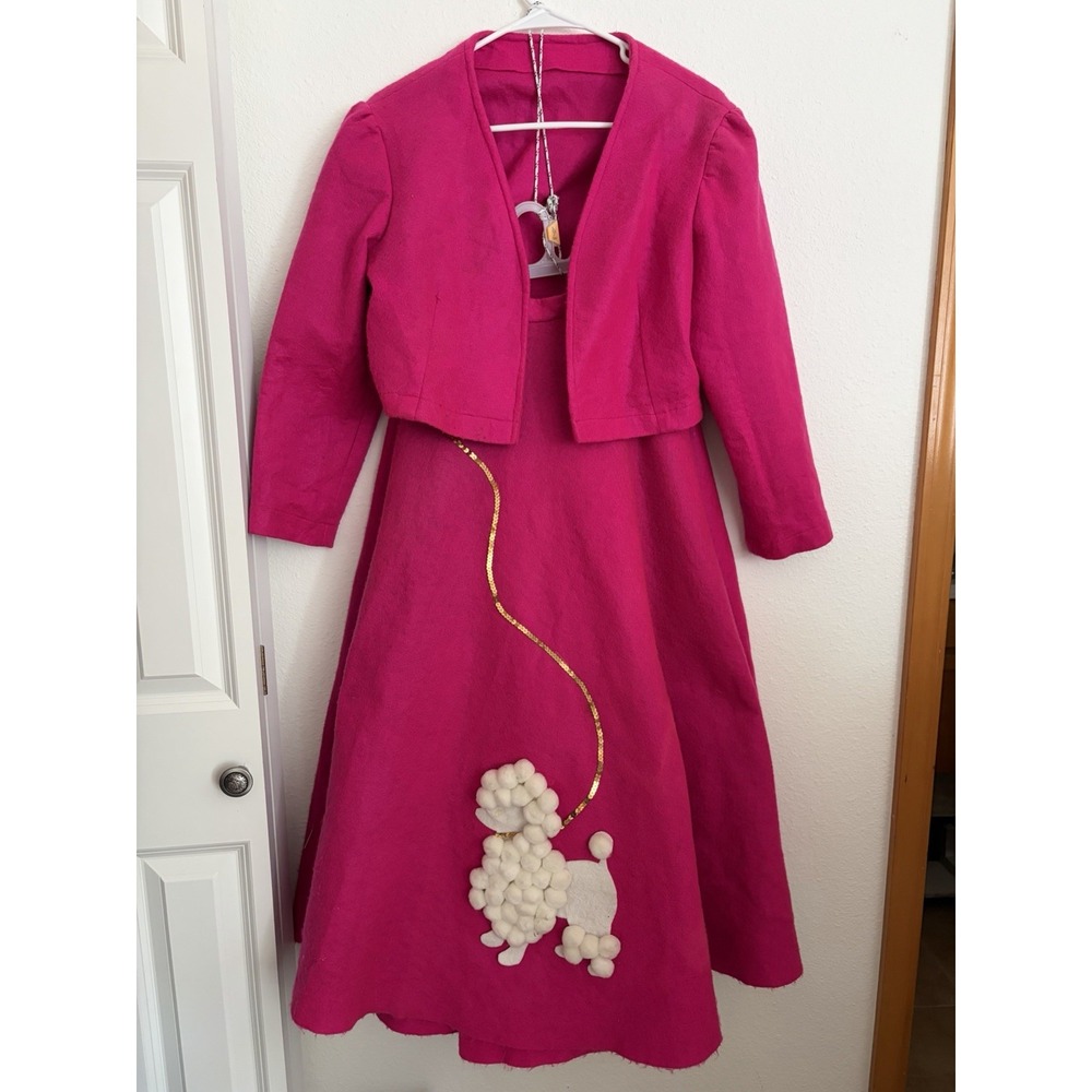 Pink FELT 50s Style Poodle Skirt Pink Ladies Top Adult Size MEDIUM Waist 32"